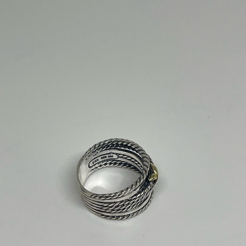 David Yurman Double X Crossover Ring in Silver with 18k Gold - Picture 5 of 8